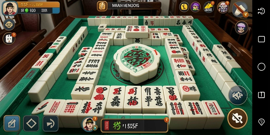 Tampilan gameplay seru dari 555F dengan ubin Mahjong yang menawan.