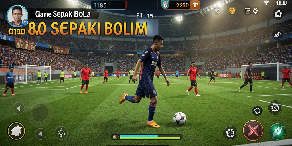 Tampilan gameplay yang menegangkan dalam game sepak bola 8180.