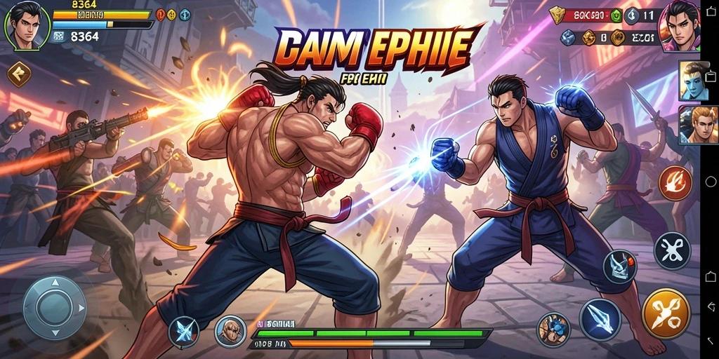 Tangkapan layar dari gameplay Fighting yang mendebarkan di 8364.