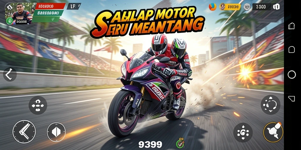 Tampilan seru gameplay balap motor 9399 yang menegangkan.