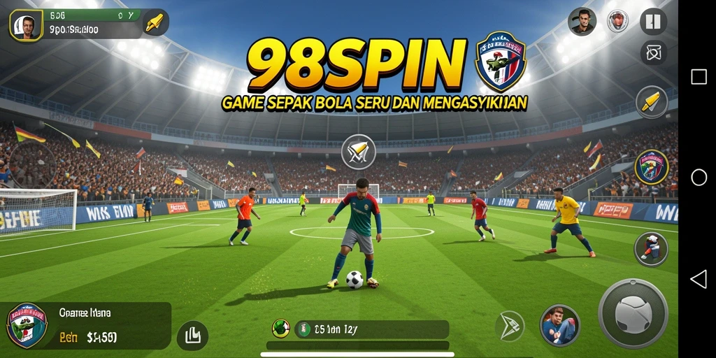 Tangkapan layar utama dari gameplay 98SPIN yang menarik di lapangan sepak bola.