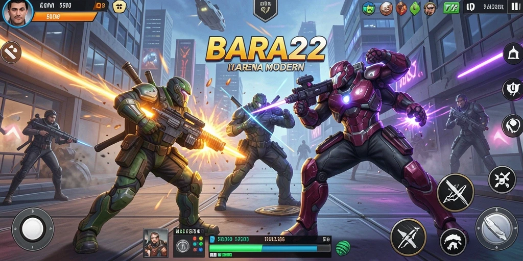 Tangkapan layar BARA22 menampilkan aksi pertarungan seru di arena.
