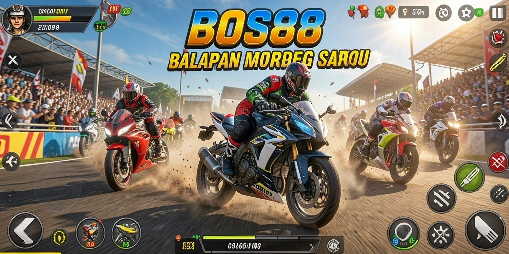 Gambaran aksi balapan motor yang mendebarkan di BOS88.