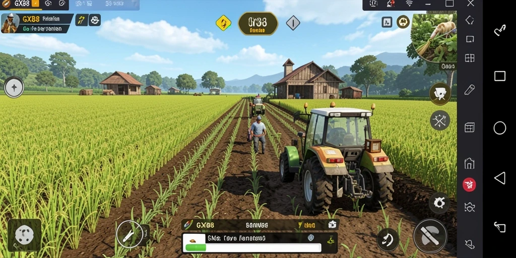 Tampilan gameplay GX88 yang menunjukkan keseruan bertani.