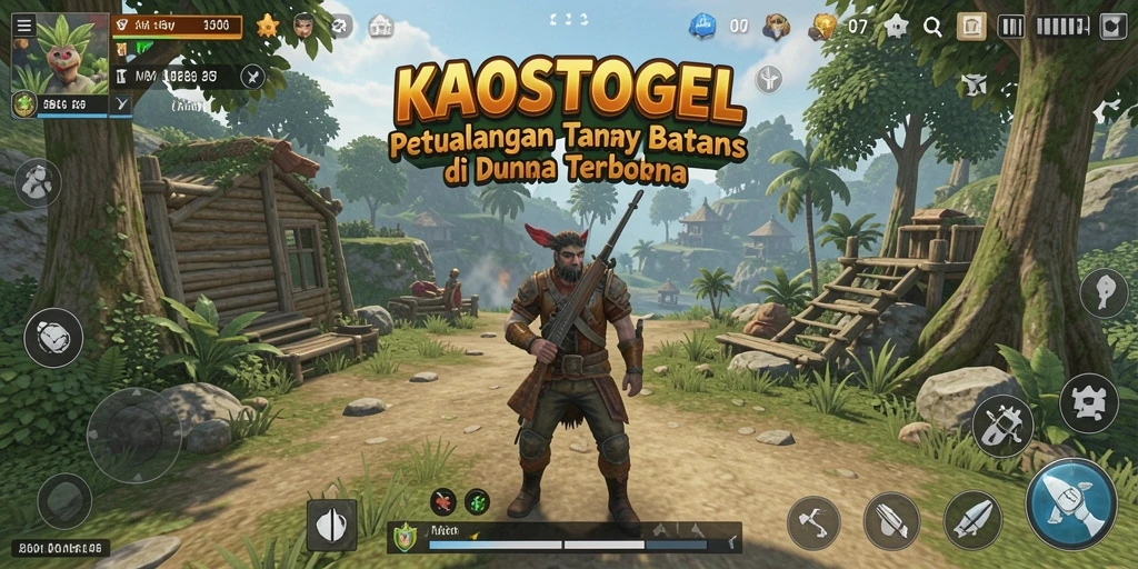 Screenshot gameplay KAOSTOGEL menampilkan dunia terbuka yang luas dan beragam.