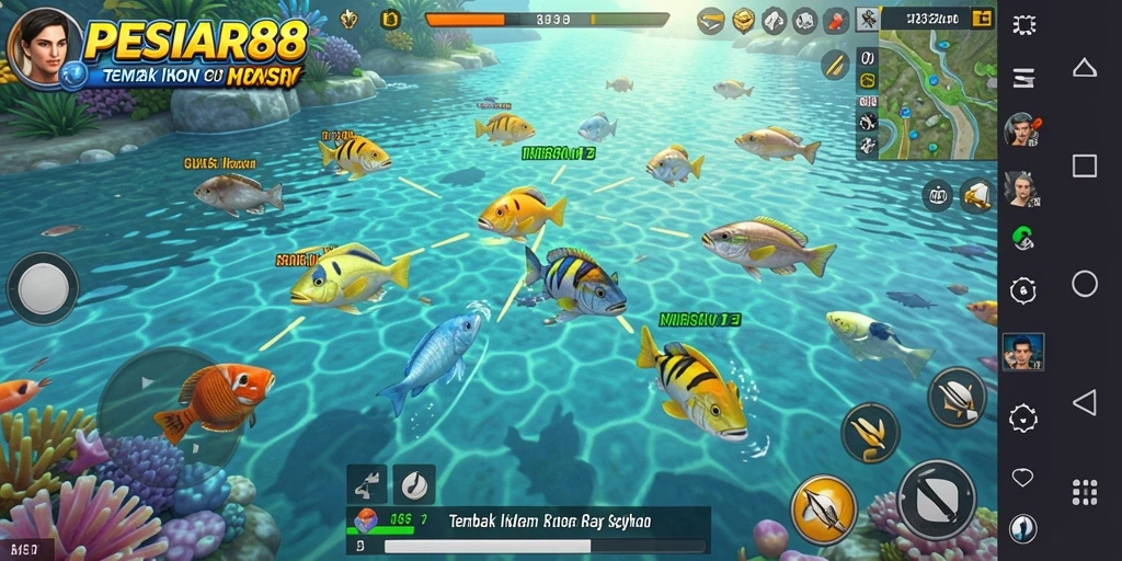 Tampilan gameplay PESIAR88 dengan aksi menembak ikan yang mendebarkan.