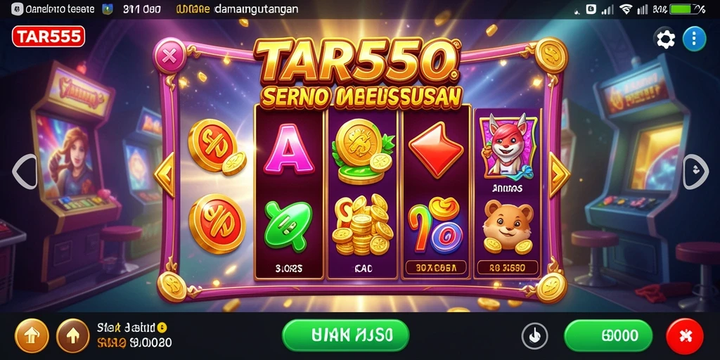 Screenshot gameplay TAR555 yang menampilkan putaran slot yang seru.